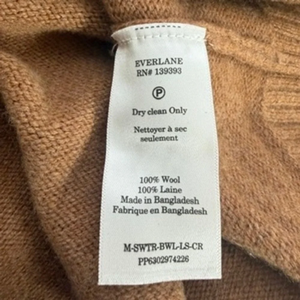 Everlane Men's XL‎ 100% Wool Crewneck Sweater Camel Brown Knit